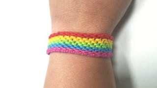 Armband knüpfen mit Längsstreifen  Regenbogenarmband  Freundschaftsarmband [upl. by Lamag]