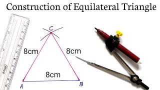 How to Construct an Equilateral Triangle  How to Construct Equilateral Triangle of side 8 [upl. by Trebleda]