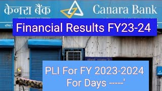 Canara Bank Financial Results FY2324 amp PLI For Employees [upl. by Wise]