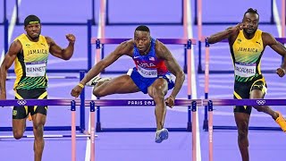 USAs Grant Holloway gold winning race in mens 110m hurdles final highlights Paris Olympics 2024 [upl. by Smukler]