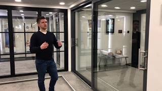 Cherwell Windows showroom tour  Origin global 77mm sliding door [upl. by Einahpad]