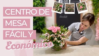 HERMOSO CENTRO DE MESA FÁCIL CON ROSAS Y ASTROMELIAS 🌸 🌿 [upl. by Edobalo]