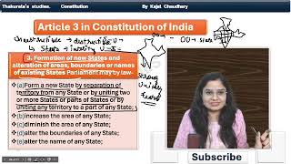 Article 3 of Indian Constitution  Bare Act Simplified  By kajal Chaudhary [upl. by Rialc]