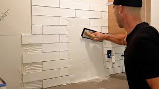 How to Grout Irregular Subway Tile Backsplash [upl. by Divadnahtanoj]