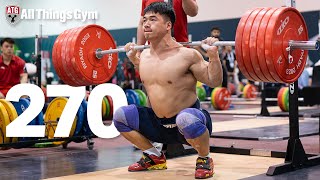 Tian Tao 270kg Pause Squat Gigachad 190kg Pow Clean [upl. by Idarb]