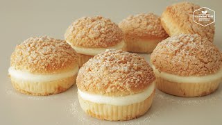 5분 손반죽 소보로 크림빵 만들기  Soboro Cream Bread  Streusel Bread Recipe  Cooking tree [upl. by Imotas]