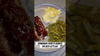 Dinner menu meatloaf mashed potatoes string beans ￼￼shorts foodie [upl. by Eudoxia]