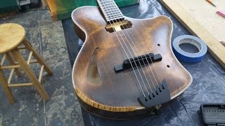 Guitar shop blog Episode 7 Ergonomic Archtop project Part 6 [upl. by Eelrebmyk]