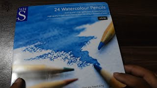 WHSmith Water Colored Pencil Set Unpacking  Trying New Art Supplies [upl. by Aicilra247]