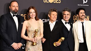 Golden Globe Nominees Battle Gusty Wind on Red Carpet [upl. by Lyret]