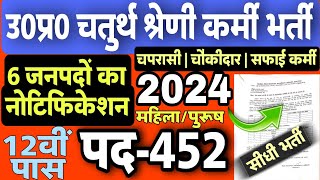 यूपी चतुर्थ श्रेणी संविदा कर्मी भर्ती 2024  UP चपरासी चौकीदार सफाई कर्मी भर्ती  UP Peon Vacancy [upl. by Lindberg]