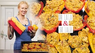 Gefüllte Paprika  Mega knusprig  warm und kalt super lecker  Für jede Party amp Catering  Vegan [upl. by Thornie]