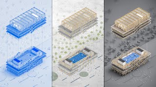 1 Project and 3 Different Axonometric Styles in Architecture [upl. by Nirraj]