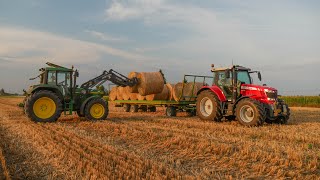 Prasowanie i zbiór bel słomy  DeutzFahr  John Deere  Massey Ferguson [upl. by Ai]