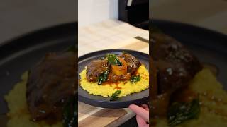 Osso Bucco with Saffron Risotto and Fried Basil Leaves shorts cooking [upl. by Clywd]