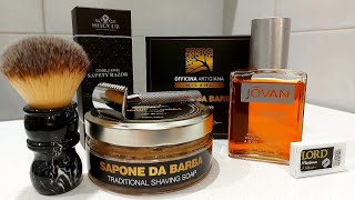 Officina Artigiana Milano Shaving Soap Jovan Musk Aftershave Shluyz Prime Razor Lord Platinum [upl. by Chastain709]