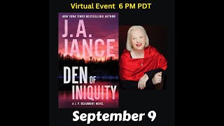 JA Jance discusses Den of Iniquity [upl. by Ylyl]