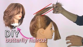 DIY Butterfly haircut layered haircutcara potong rambut layer butterfly [upl. by Kelda]