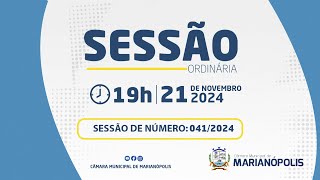 41º Sessão Ordinária  21112024  Câmara de Marianópolis do Tocantins  TO [upl. by Gerald]