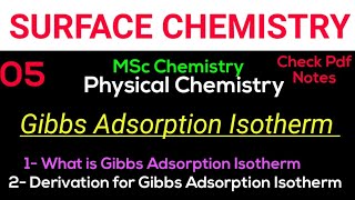 Gibbs Adsorption Isotherm  Concept  Derivation •MSc Chemistry• SURFACE CHEMISTRY notes [upl. by Rothenberg]