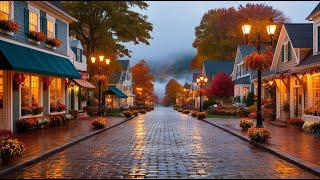 Whispers of Autumn A Serene Night Walk Through a RainKissed YellowLit Town [upl. by Mersey]