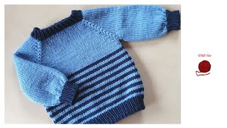 Babypullover gestreift stricken Schritt für Schritt andere Größen siehe Infobox [upl. by Spevek504]