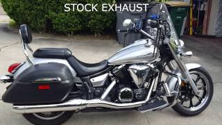 2009 VSTAR 950  COBRA SPEEDSTER SLASHDOWN EXHAUST vs STOCK [upl. by Dragoon989]