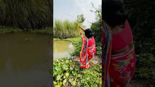 Village lady unique hook fishing in the mud water fishingtechniques hookfishing shorts fishing [upl. by Eggett]