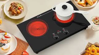 Electric Cooktop110V 2400W Electric Stove Top with LCD Touch and Knob Control [upl. by Whallon]