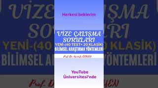 Bilimsel Araştırma Yöntemleri Dersi Vize Çalışma Soruları 40 Test20 Klasik [upl. by Dnalkrik]