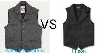 Filson mackinaw wool western style vest VS Schaefer outfitters cattle baron vest comparison review [upl. by Tomlin]