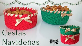 Cómo hacer cestas a crochet para navidad tejidas paso a paso [upl. by Sukcirdor]