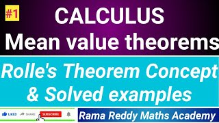 M1 R22R23 JNTUH CALCULUS  Rolles Theorem Concept amp Problems  Rolles Theorem in telugu [upl. by Burdelle369]