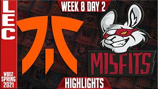 FNC vs MSF Highlights  LEC Spring 2021 W8D2  Fnatic vs Misfits Gaming [upl. by Kannry]