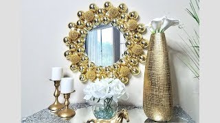 Diy Embellished Golden Wall Mirror Simple Unique and Inexpensive Wall Decorating Idea [upl. by Henleigh728]