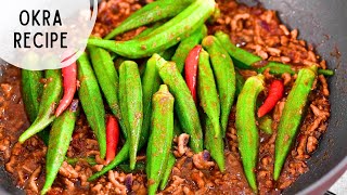 Easy Okra Recipe  Spicy Stir Fry Okra with Ground Pork [upl. by Kazimir58]