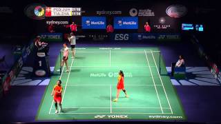 2014 THE STAR AUSTRALIAN BADMINTON OPENSFWD PedersenR Juhl DEN 1 VS TianZhao CHN 5 [upl. by Aleris]