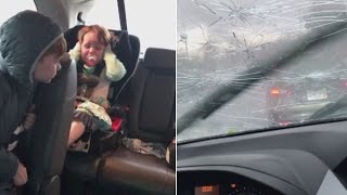 This Family Was Trapped in Their Car During a Terrifying Hail Storm [upl. by Dolly]