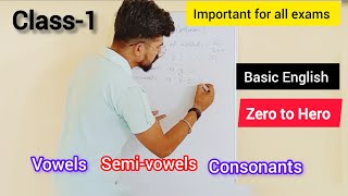 Basic English Grammar Class1 Zero to Hero Vowels SemiVowels and Consonants [upl. by Gilead]