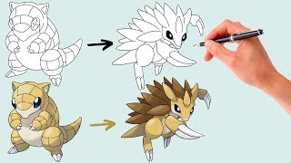 Como Desenhar O POKÉMON SANDSHREW e SANDSLASH  Pokemon Evolution [upl. by Lotz]