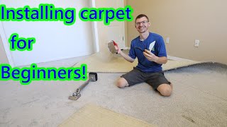 HOWTO INSTALL CARPET FOR BEGINNERS DIY carpet install and tools [upl. by Nodnol]