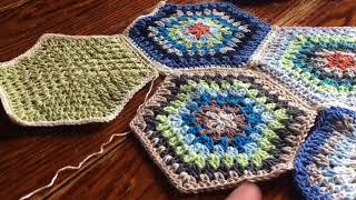 Part 2 of 3 Continuous JAYG using SC and PLT for Hexagons  motif single crochet joining method [upl. by Sherrer326]