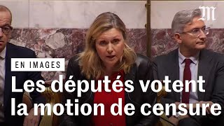 Lannonce de la motion de censure contre le gouvernement Barnier [upl. by Goodkin947]