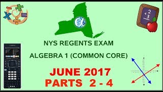 NYS Algebra 1 Common Core June 2017 Regents Exam  Parts 24 ANSWERS [upl. by Annawahs]