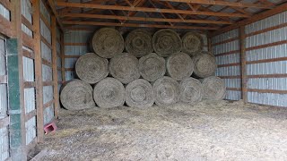 Threading the needle haycutting hay haybale barn angus cattle subscribe subscribers [upl. by Neely640]