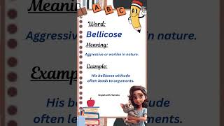 Bellicose  English Vocabulary youtubeshorts shorts english englishvocabulary englishcourse [upl. by Clementi]