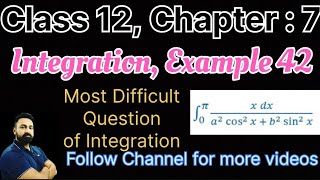 Class 12 Maths Chapter  7 Integration Example 42 Important example for Board Exam [upl. by Aicelef]