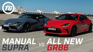 FIRST DRIVE Toyota GR86 vs Manual Supra – Which Analogue Sports Car Is Best  Top Gear [upl. by Airdna541]