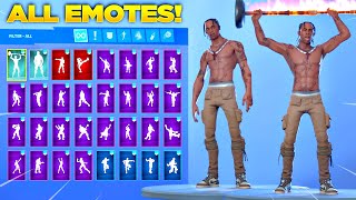 NEW TRAVIS SCOTT SKIN Showcase with All Fortnite Dances amp Emotes Fortnite Travis Scott Skin [upl. by Edrei]