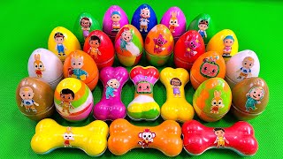 Rainbows Eggs 🌈 Hunting Pinkfong in Dog Bone with Rainbow SLIME Colorful Satisfying ASMR [upl. by Irehc]